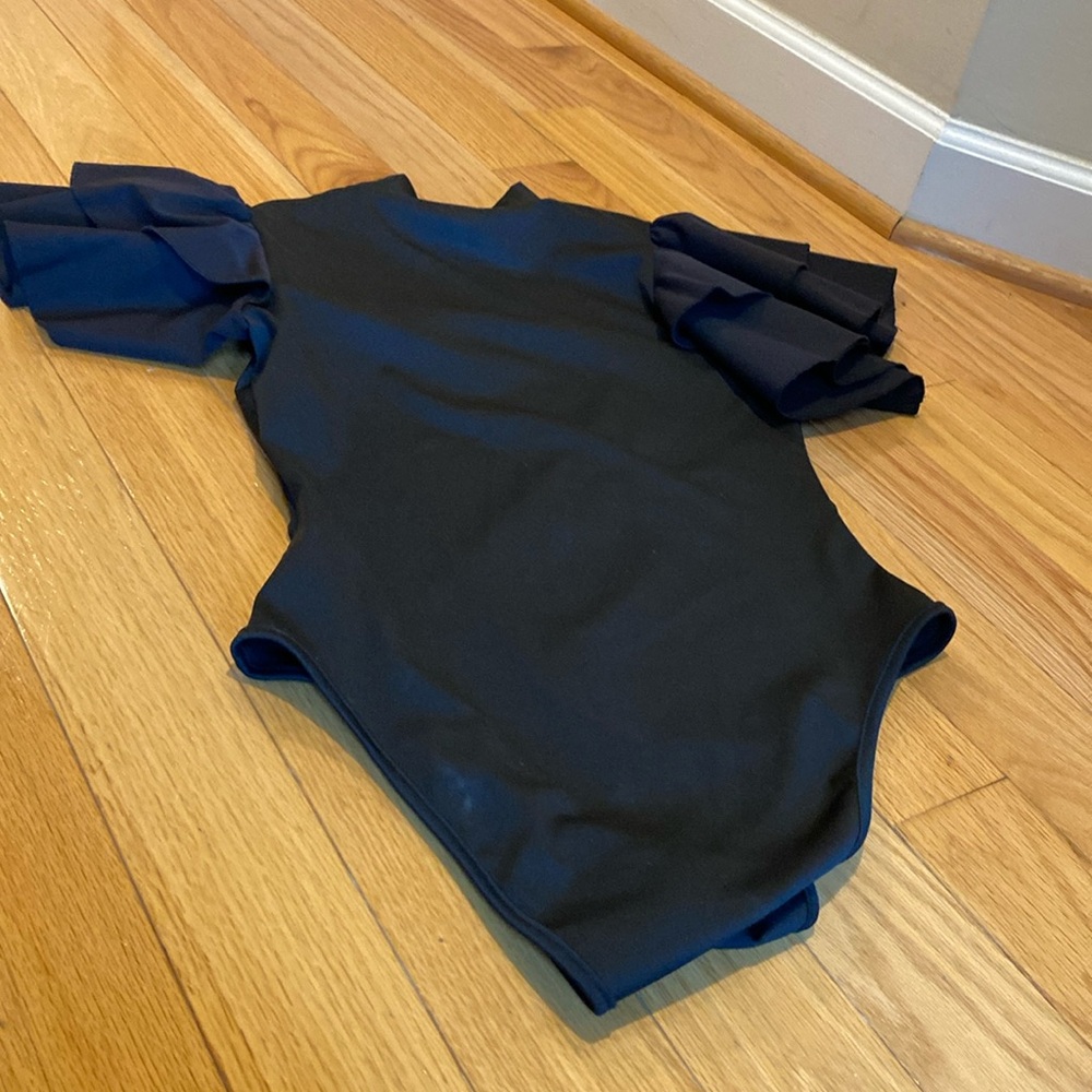 Ladies Dressy Black one piece bodysuit.